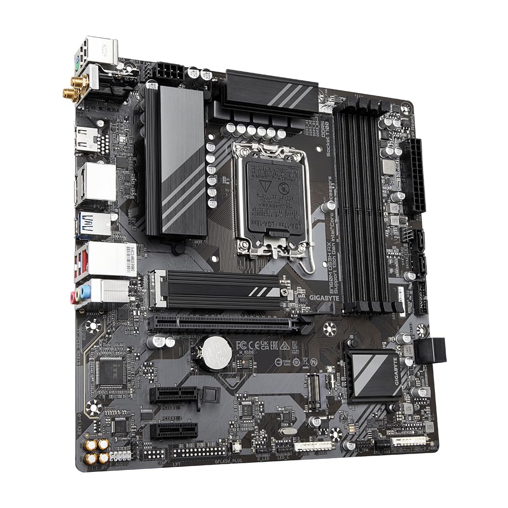GIGABYTE B760M DS3H AX Placa Base - Compatible con procesadores Intel Core de 14ª generación, VRM Digital de 6+2+1 Fases, hasta 7600MHz DDR5 (OC), 2X PCIe 4.0 M.2, Wi-Fi 6E, LAN 2.5GbE, USB 3.2 Gen 2