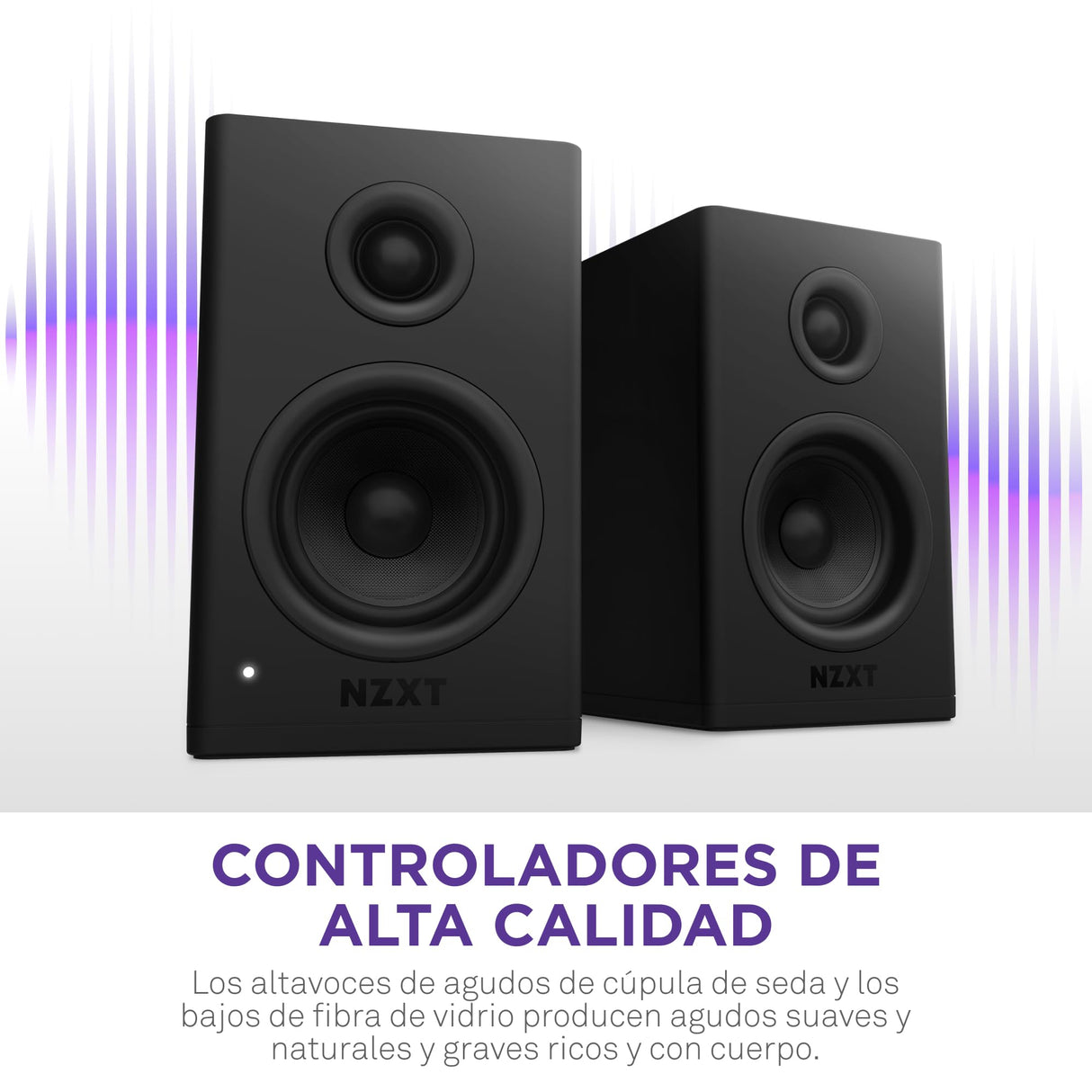 NZXT Relay Altavoces de sobremesa para PC Gaming - AP-SPKB2-EU - Sonido de Rango Completo - 80 vatios - Alto Rango dinámico - Tweeters de cúpula de Seda - Woofers de Fibra de Vidrio - Negro