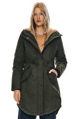 Orolay Chaqueta Mujer Invierno Parka de Mujer con Capucha y Forro Polar Chaqueta Acolchada para el Invierno Verde L