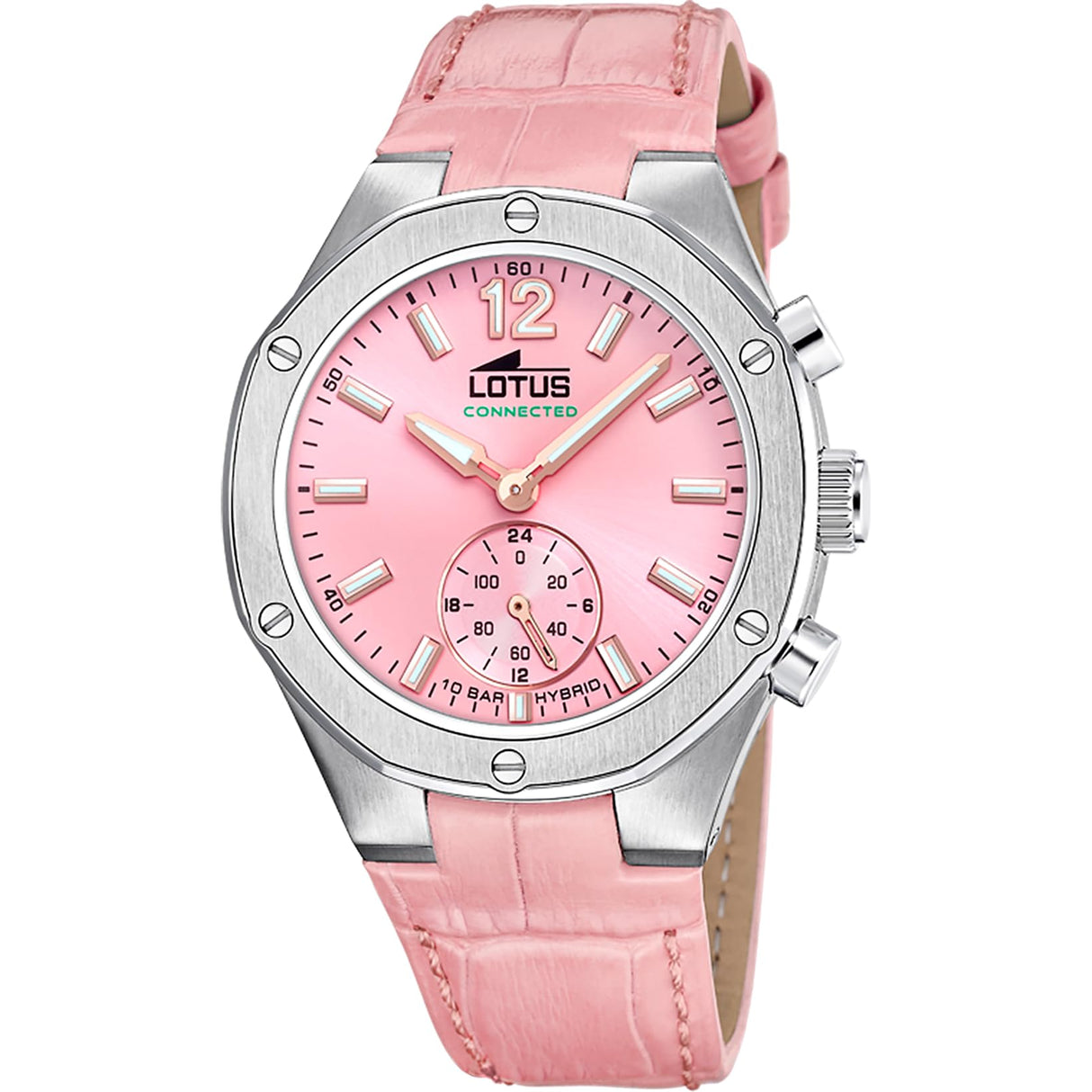 Lotus Reloj Mujer 18972/2 Connected Caja de Acero Inoxidable 316l Plateado Correa de Piel Rosa