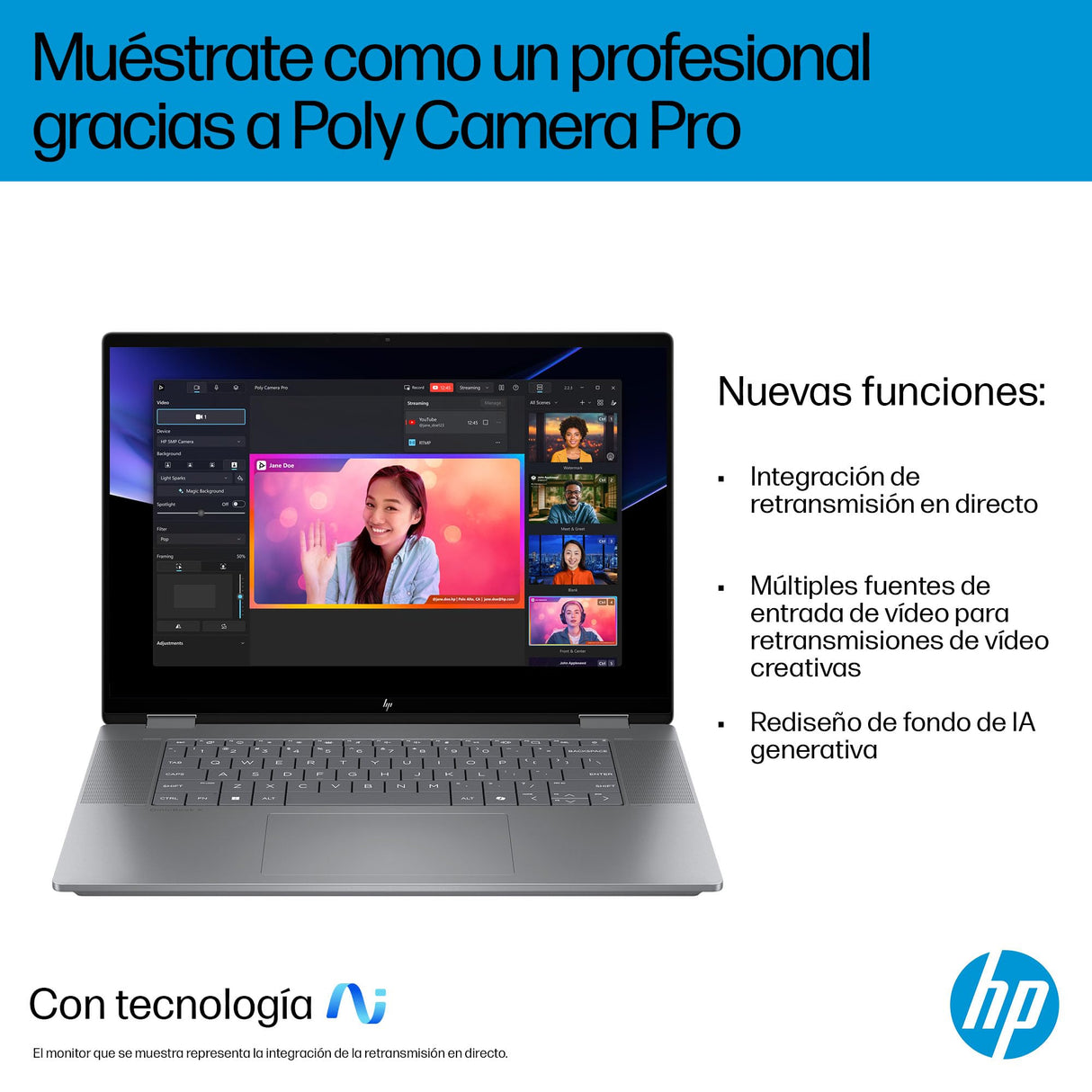 HP Omnibook X Flip - Ordenador portátil Convertible de 16" 3K OLED táctil (Ryzen AI 7 350, 32GB RAM, 1TB SSD, AMD Radeon 860M Graphics, Windows 11 Home) Silver - Teclado QWERTY Español