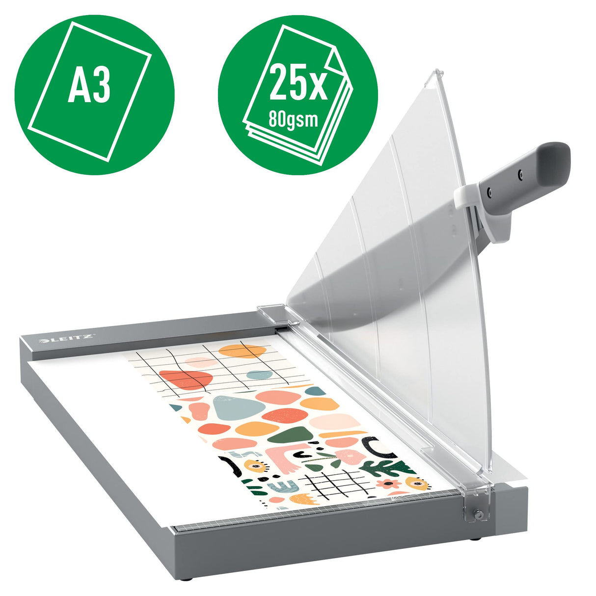 Leitz Precisión Guillotina Profesional de Papel A3 para Oficina, Corta 25 Hojas, Longitud de Corte 457mm, Cuchilla de Acero, Base de Cristal Resistente, Sistema de Protección y Guía de Corte, 90240000