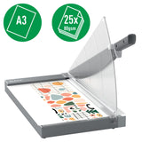 Leitz Precisión Guillotina Profesional de Papel A3 para Oficina, Corta 25 Hojas, Longitud de Corte 457mm, Cuchilla de Acero, Base de Cristal Resistente, Sistema de Protección y Guía de Corte, 90240000