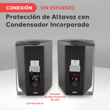 Pyle par de sistema de altavoces resistentes al agua 6.5”, Impermeables, Montaje de pared, Interiores, Exteriores, Sonido Estereo. Negro