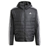 adidas Hombre Essentials 3-Stripes Insulated Hooded Hybrid Jacket, Black, S