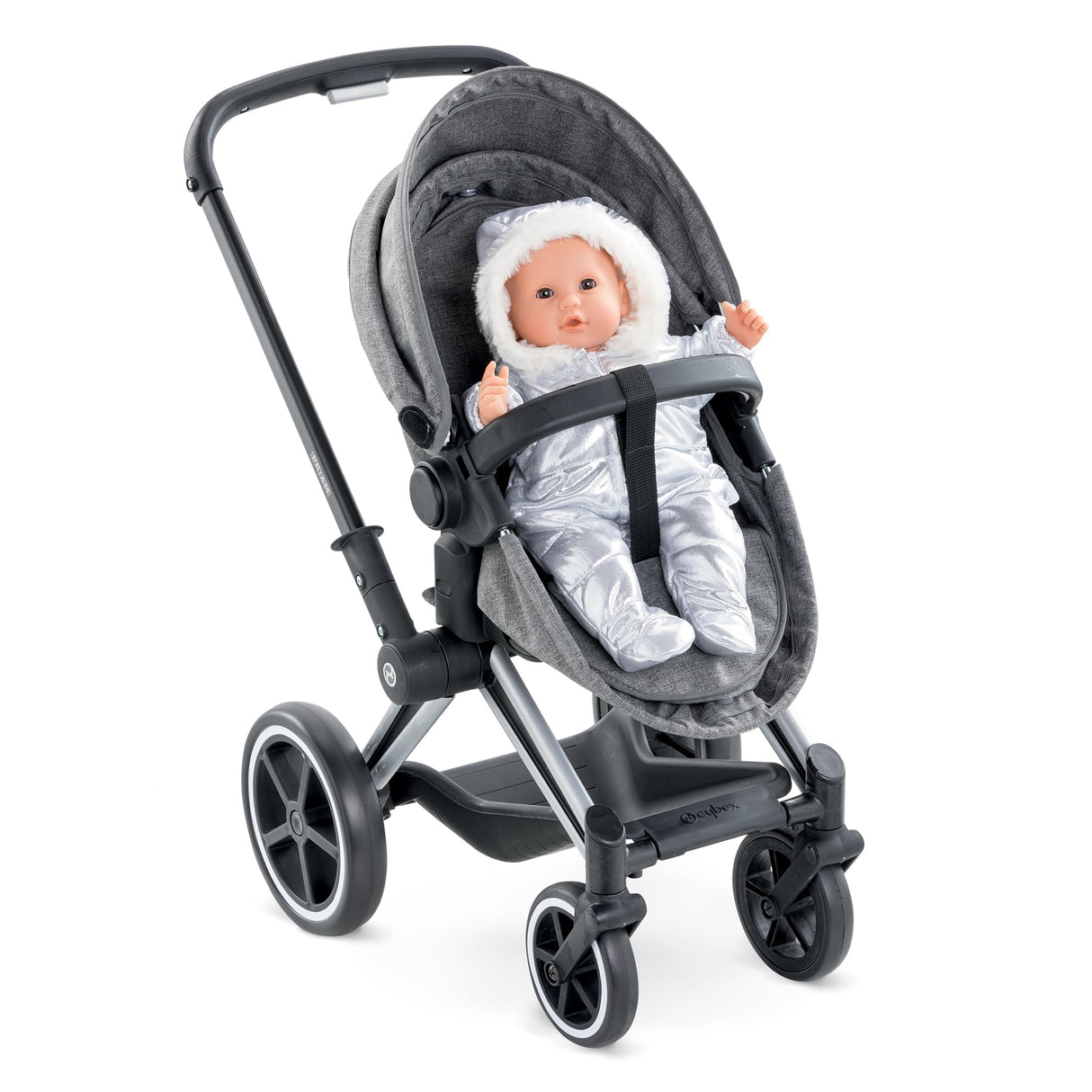 Smoby Cybex - Cochecito para Muñecos, en Color Gris, para Niños a Partir de 3 Años - 37 x 21,5 x 61,5 cm