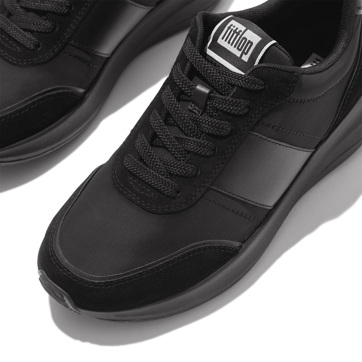 Fitflop F-Mode Flow Fabric/Suede/Leather Flatform Sneakers, Zapatillas Mujer, Todo Negro, 39 EU