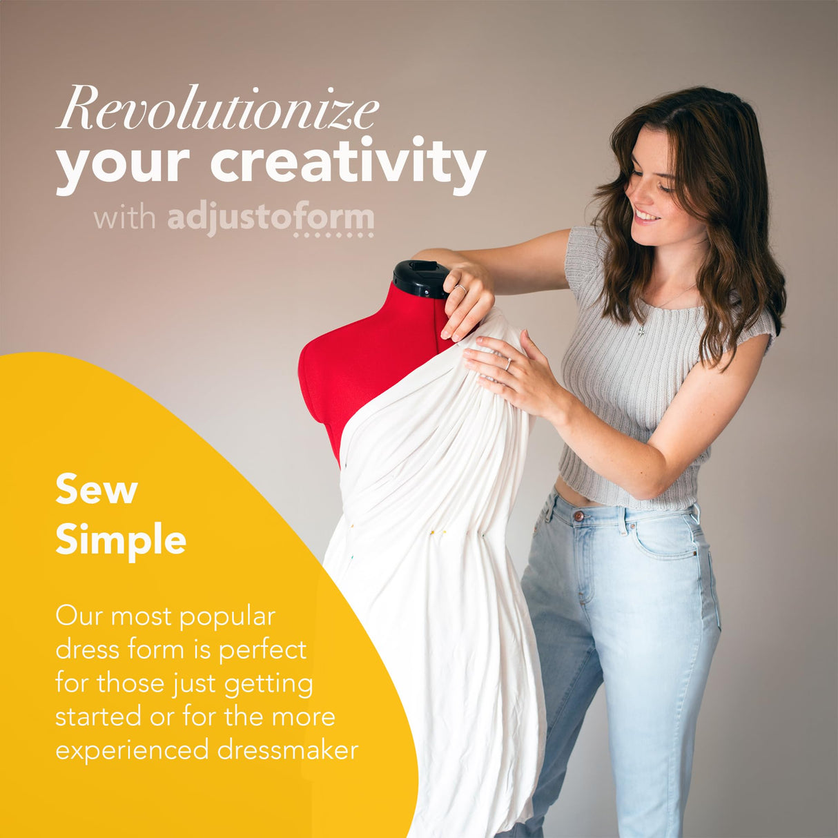 Adjustoform Coser Sew Simple 8 Partes Forma de Vestido Ajustable, Tela de nailon rojo amapola, S