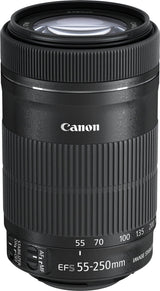 Canon EF-S 55-250 mm f/4-5.6 IS STM 8546B005 - Objetivo para Canon (distancia focal 55-250 mm, apertura f/4-32, zoom óptico 4.55x, estabilizador, diámetro: 58 mm), color negro
