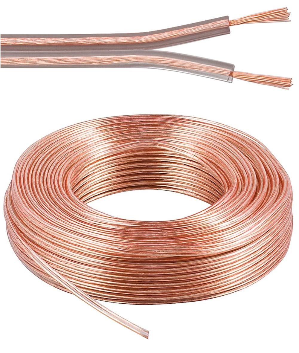 PremiumCord Cable de Cobre 100% CU, Cable de Altavoz, 20Hz-20kHz, 100 W, 2x2,5 mm², 50 m