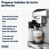 De'Longhi Magnifica Plus ECAM322.70.SB. Cafetera Superautomática con Sistema Leche LatteCrema Hot para Cappuccino Automático, 18 Recetas, Pantalla Táctil Color, Función Extra Shot, 1450W, Plata/Negro