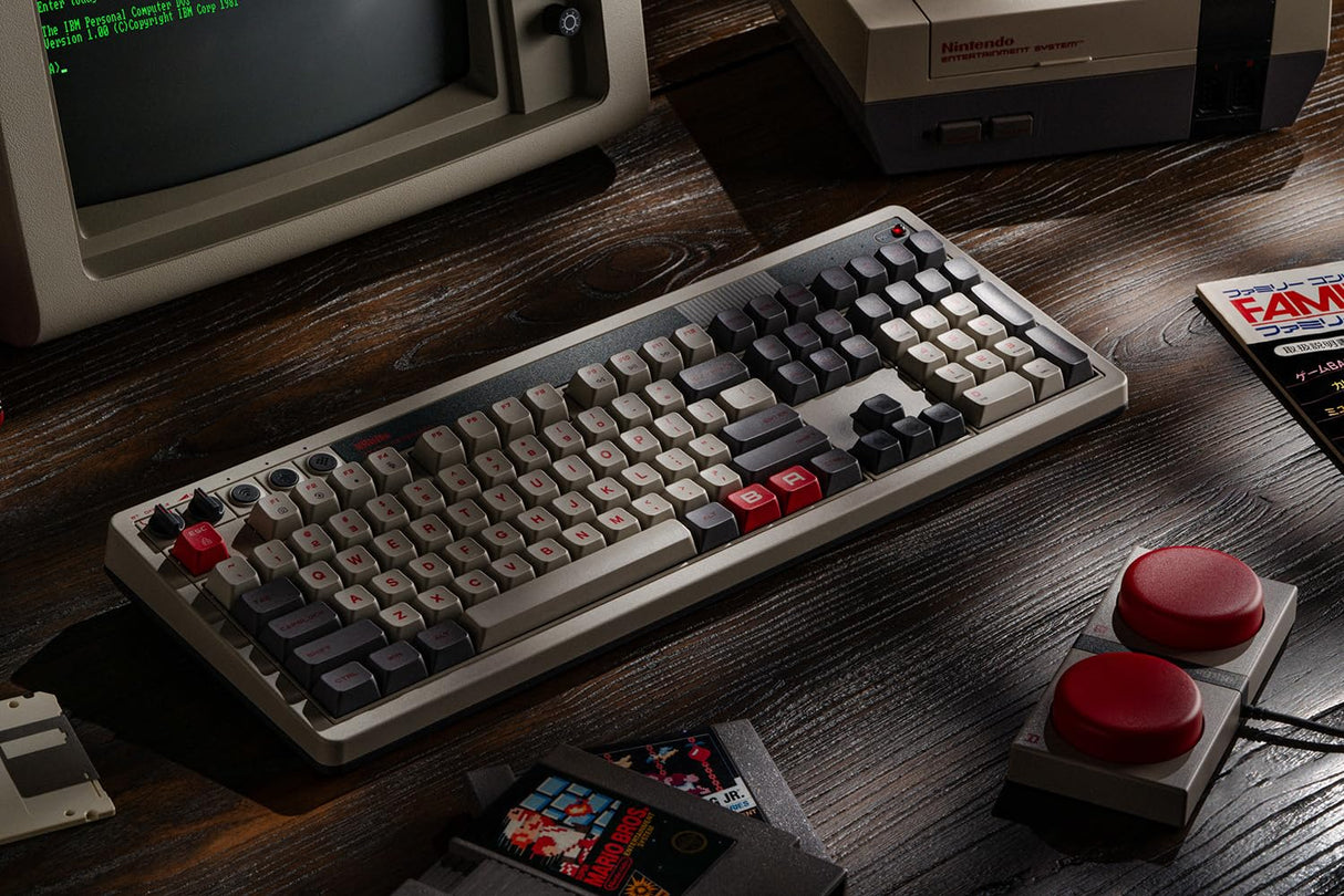 8BitDo Retro 108 Mechanical Keyboard with 108 Keys and Integrated Numpad, Bluetooth/2.4G/USB-C Hot Swappable Wireless Gaming Keyboard for Windows and Android - N Edition - QWERTY English Keyboard