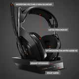 ASTRO Gaming A50 Auriculares inalámbricos para gaming y estación-base de carga, 4a gen, control de balance de juego, voz, 2.4 GHz, 15m alcance, Xbox Series X y S, Xbox One, PC - Negro/Oro