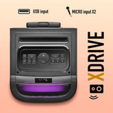 NGS Wild Space 1 - Altavoz portátil Compatible con Tecnología Bluetooth y True Wireless Stereo, Subwoofer + Doble Tweeter (Micro SD/USB/AUX IN/), Ruedas, Color Negro