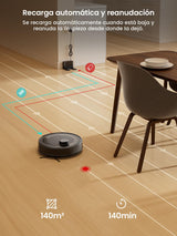 LEFANT M2 Robot Aspirador y Fregasuelos, 6000Pa, 140min, Navegación dToF, Mapeo 3 Pisos, Evitación Mejorada PSD, Limpieza Personalizada, WiFi/App/Alexa, Negro