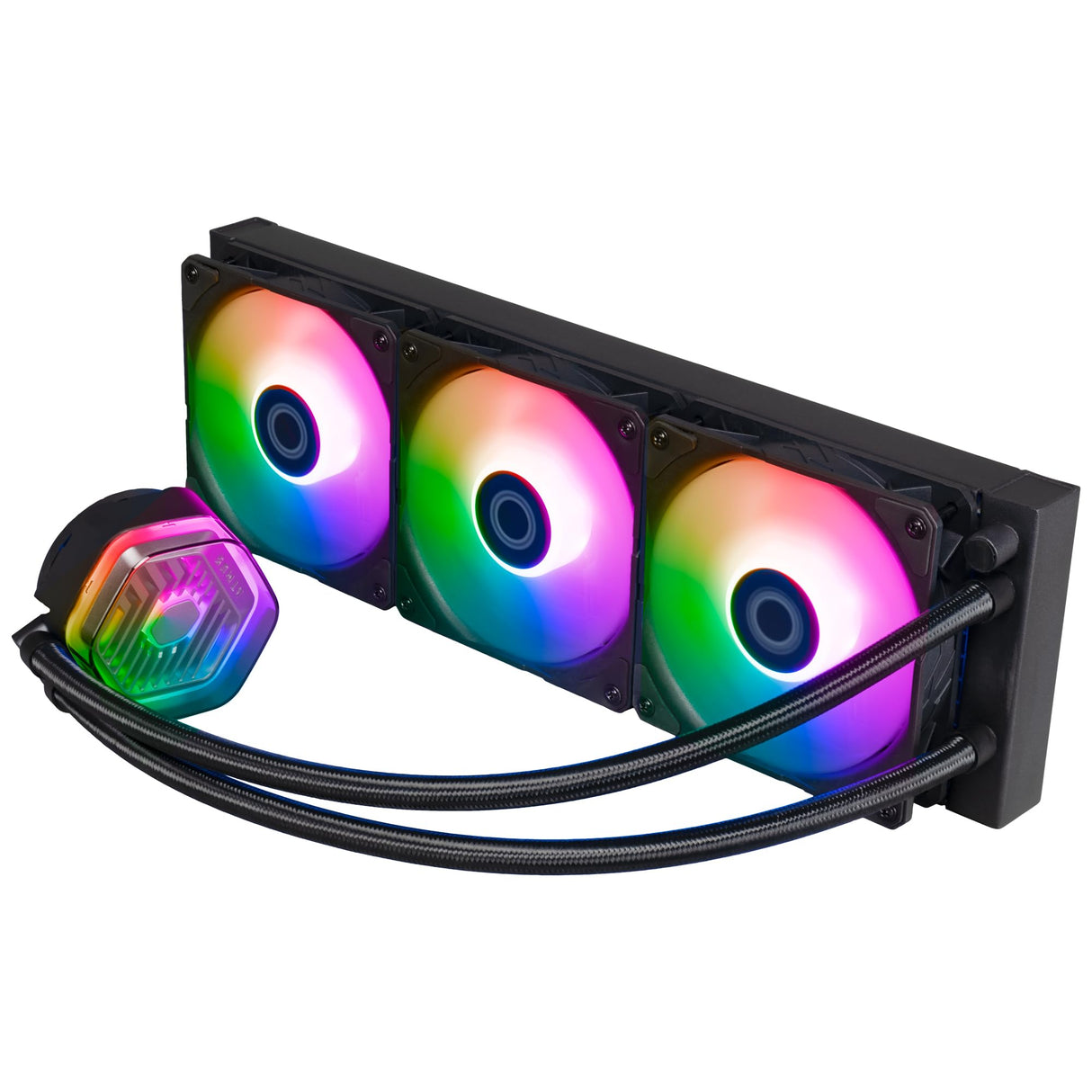 Cooler Master MasterLiquid Atmos 360 Black Refrigeración Líquida para CPU – Refrigeración Líquida AIO, Bomba Doble Cámara, Ventiladores SickleFlow 120 Edge Preinstalados, ARGB Gen 2, LGA1700 y AM5
