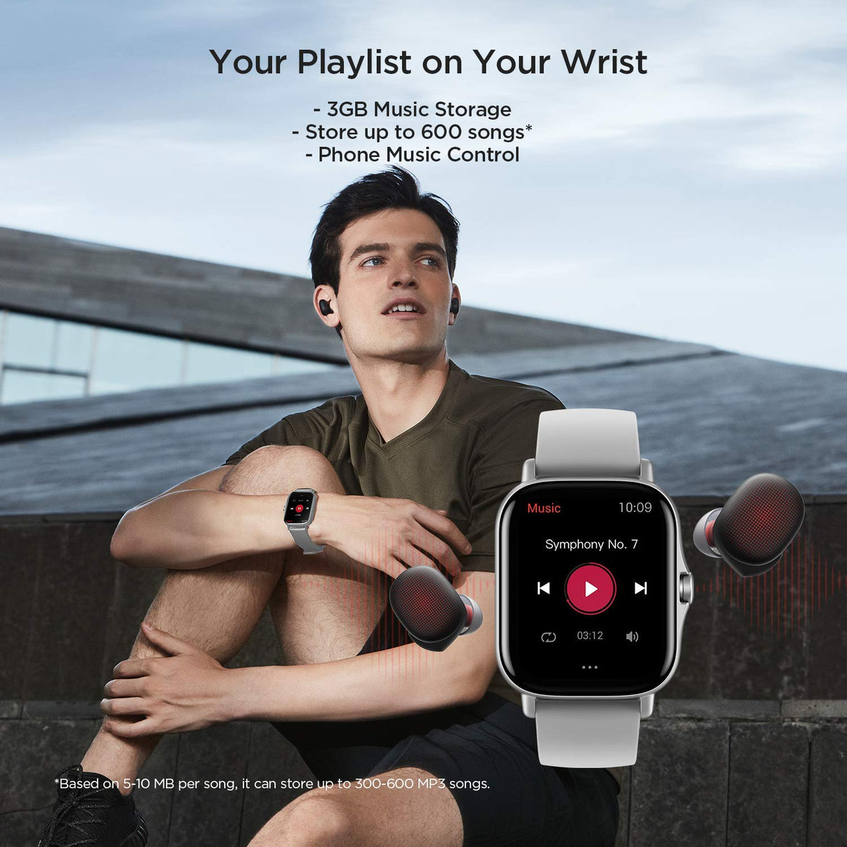 Amazfit GTS 2 Smartwatch - Reloj de pulsera Inteligente con llamada bluetooth, 90 modos deportivos, Monitor de saturación de oxígeno, Sangre y de Frecuencia Cardíaca, 3 GB Gris