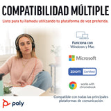 Auricular Poly Blackwire 8225 de primer nivel con cable - Cancelación activa de ruido - Estéreo de alta fidelidad - Se conecta a PC/Mac - Funciona con Teams y Zoom