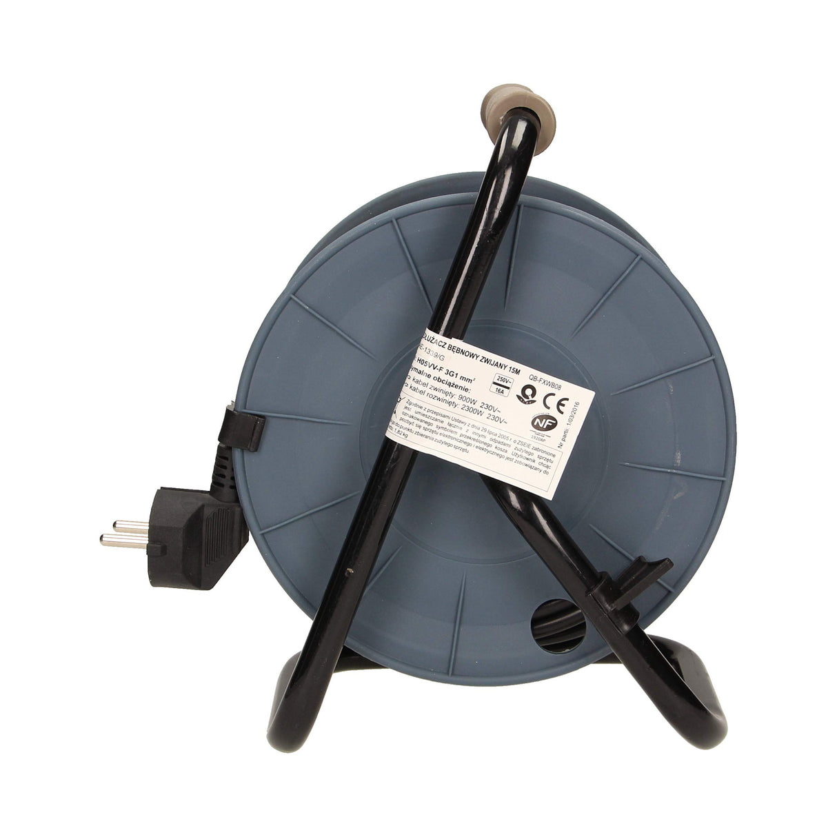 Orno AE-1339 Mini Tambor De Cable 15m con 4 tomas de corriente, soporte de metal y protección térmic (Gris)