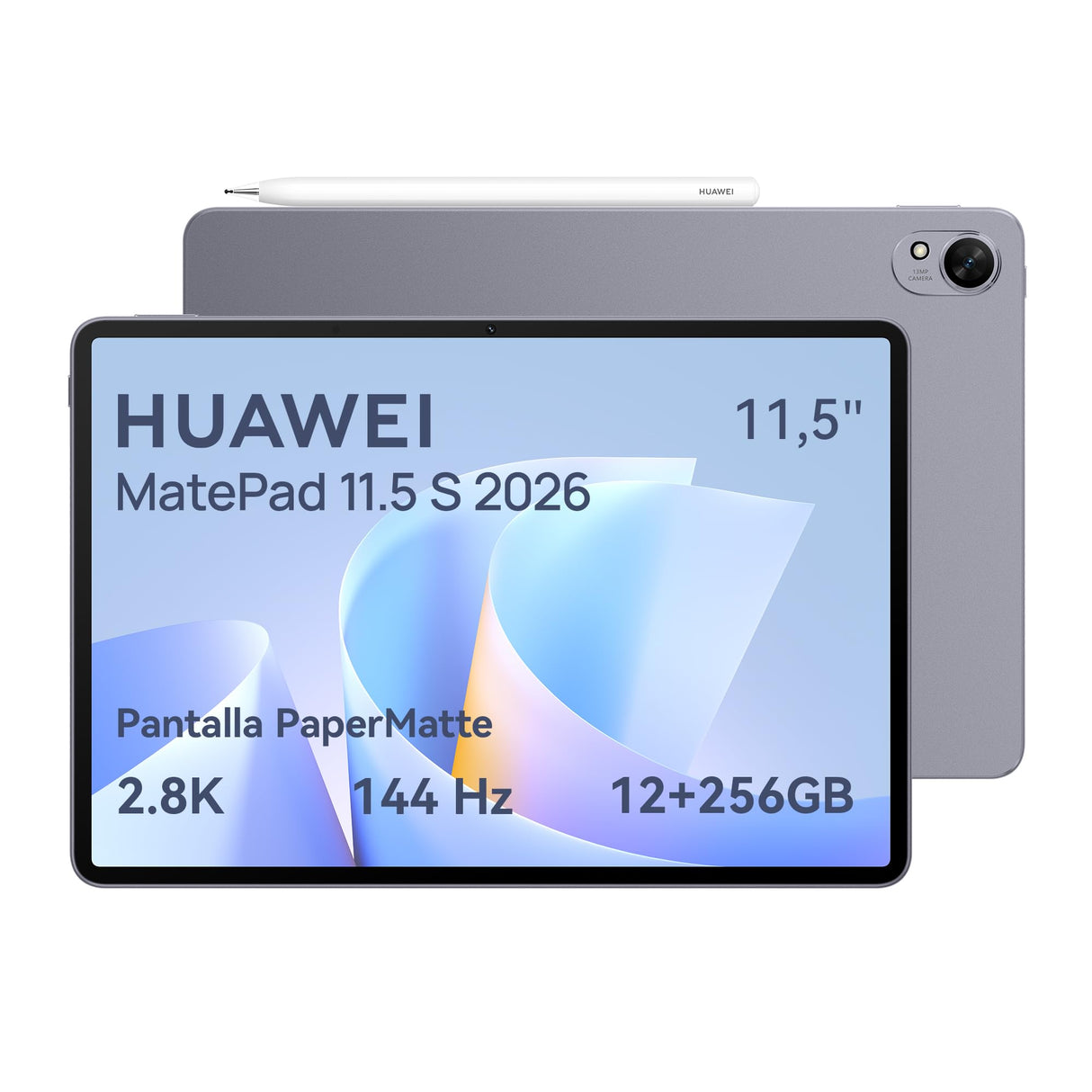 HUAWEI MatePad 11.5 S 2026 Tablet 2.8K 144Hz Pantalla PaperMatte Ultranítida, 12+256GB, 8800 mAh, 40W Supercharge, WiFi 6+, Bluetooth, Notes, GoPaint, con Nuevo M-Pencil Pro, Garantía 42 Meses