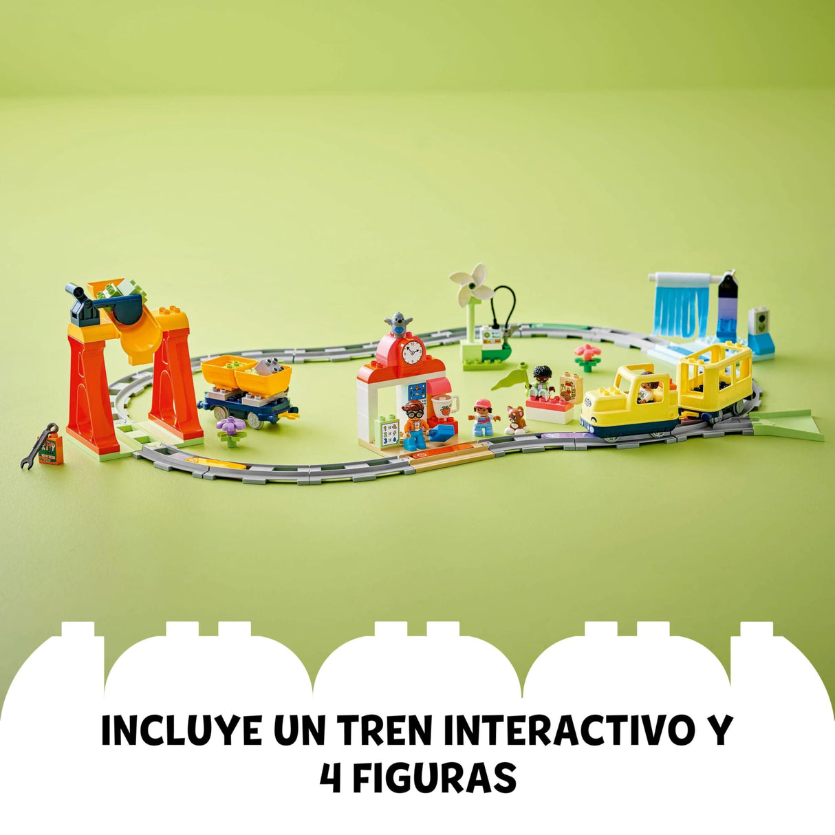LEGO Duplo Gran Tren Comunitario Interactivo - Juguetes Educativos para Niños y Niñas de 3+ Años - Tren de Juguete Push&Go con Luces y Sonidos, 16 Vías y 4 Figuras 10428