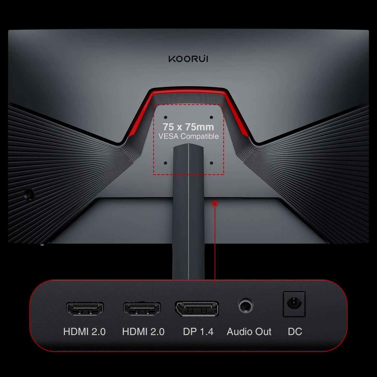 KOORUI Monitor 27 Pulgadas, Monitor Gaming 165Hz, FHD (1920 x 1080), 1ms, sRGB 100%,DCI-P3 90%,Adaptive Sync, 2xHDMI 2.0,DP1.4, VESA 75 * 75mm, inclinación Ajustable