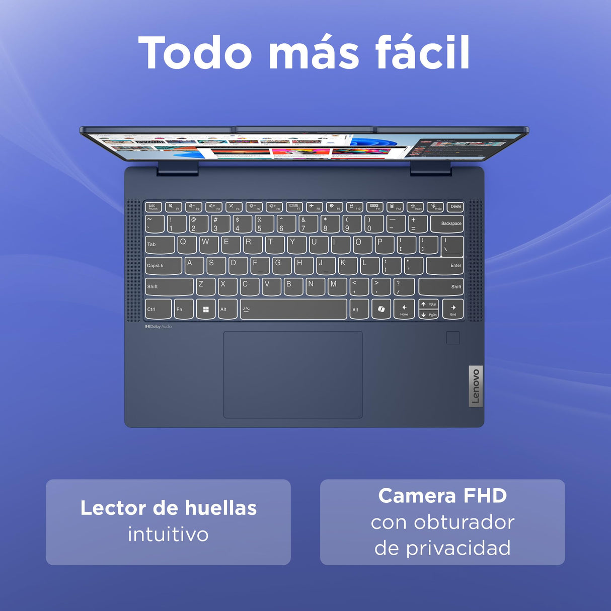 Lenovo IdeaPad 5 2-in-1 Gen 9 – Ordenador Portátil Convertible Táctil 14'' WUXGA (Intel Core i5-13420H, Intel UHD Graphics, 16 GB RAM, 512 TB SSD, Wi-Fi 6, Win 11 Home) Teclado QWERTY Español - Azul