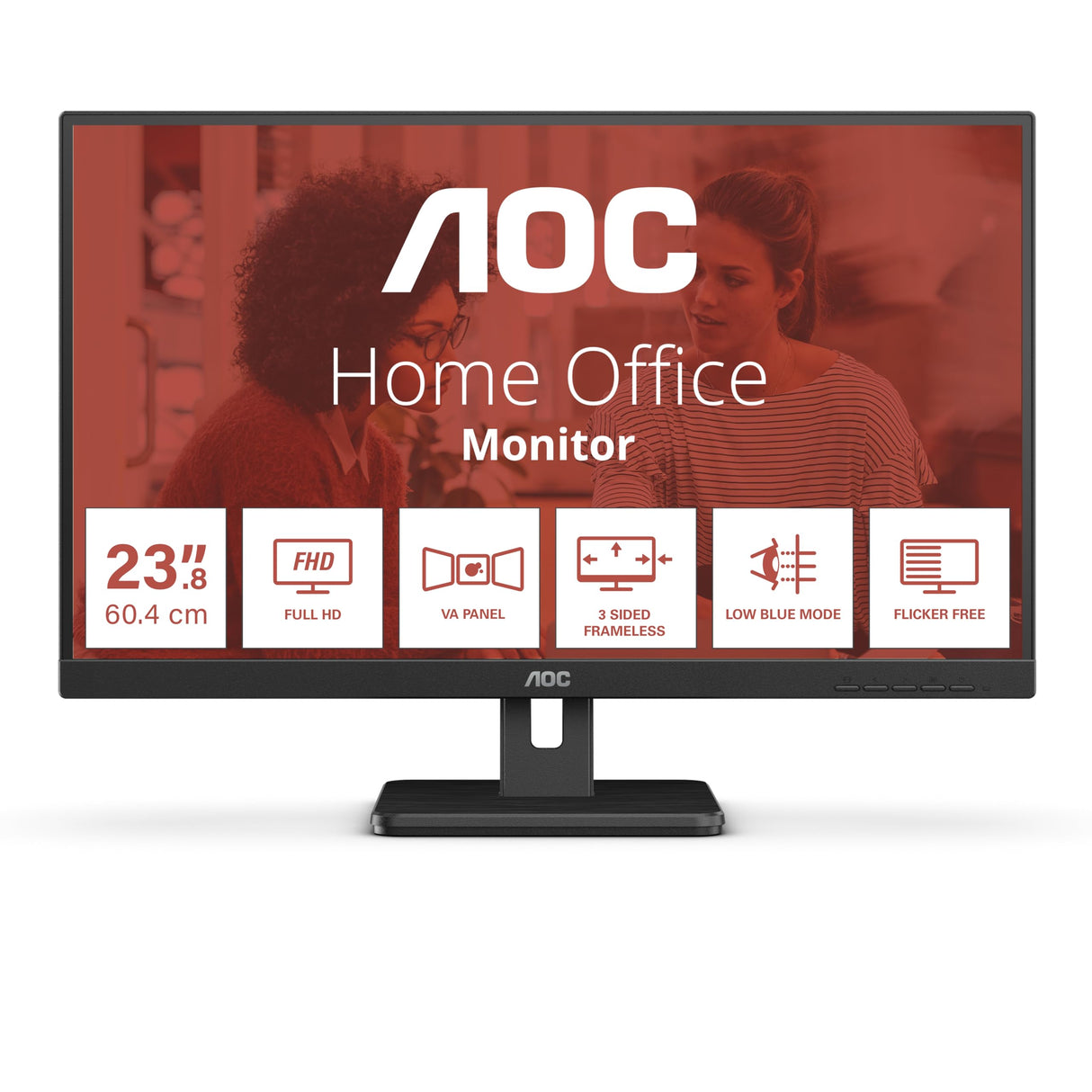 AOC 24E3UM - Monitor FHD de 24 pulgadas, 75 Hz, VA, altavoces, USB HUb, FlickerFree, Adaptive Sync (1920 x 1080 250 cd/m HDMI 1.4 / DP 1.4 / USB 3.2)