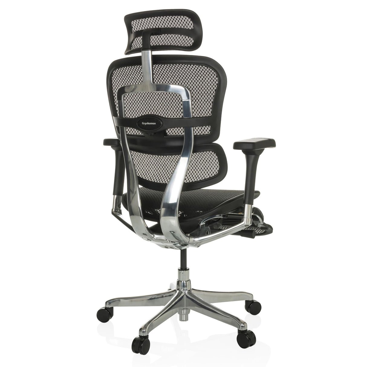hjh OFFICE Silla de dirección con reposapiés ERGOHUMAN Plus LEGPRO GEN2 Silla de Oficina ergonómica de diseño Original, Totalmente Equipada, Malla Negra