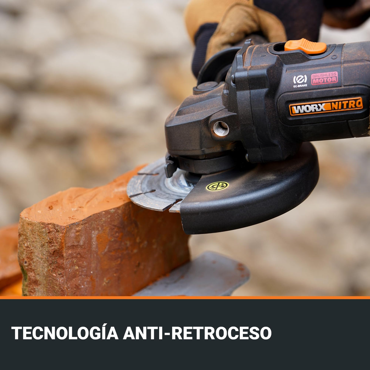 Amoladora angular inalámbrica Worx 20V 125mm | WX814 | potencia equivalente a 1000 W, corte 50% más rápido, diseño compacto, batería de 4,0 Ah y cargador rápido de 2 A incluidos