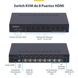 StarTech.com Switch KVM de 8 Puertos HDMI 4K 60Hz - Conmutador KVM HDMI 2.0 con Kit 1U para Rack - TAA