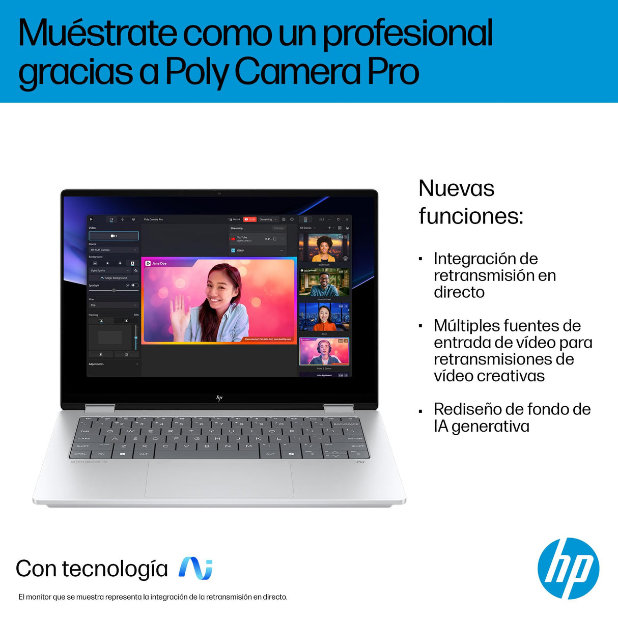 HP Omnibook X Flip - Ordenador portátil Convertible de 14" 2K IPS táctil (Intel Ultra 7-258V EVO, 32GB RAM, 1TB SSD, Intel ARC Graphics, Windows 11 Home) Silver- Teclado QWERTY Español