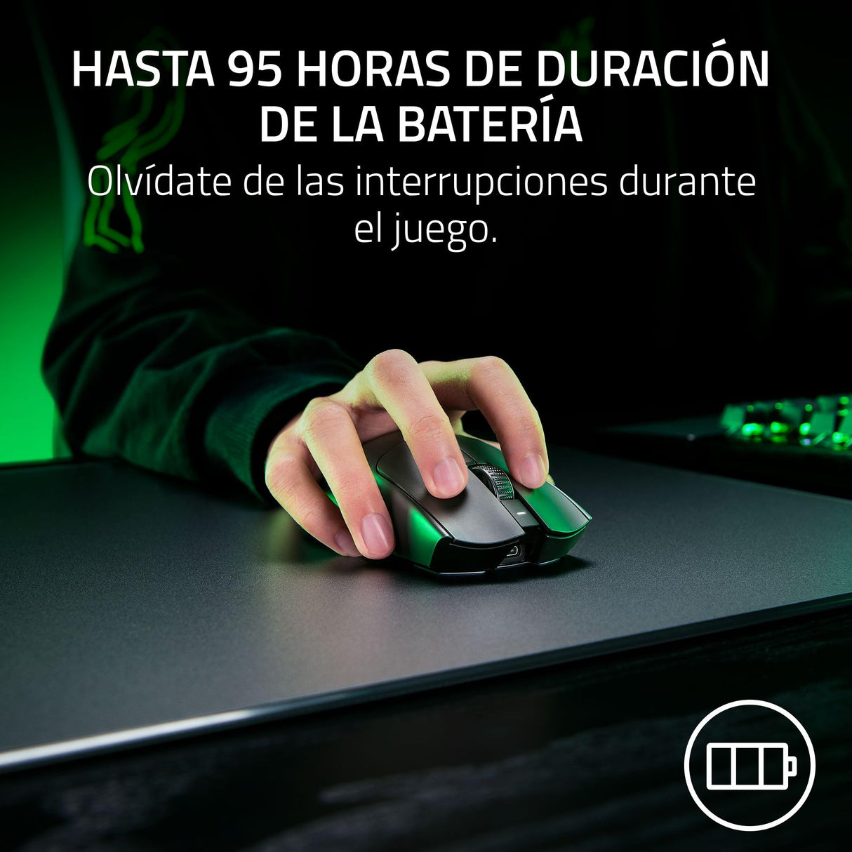 Razer Viper V3 Pro - Ratón inalámbrico Ultraligero Esports Gaming (8K Hz HyperPolling, diseño Ligero de 54g, Sensor Focus Pro 35K dpi, HyperSpeed Wireless, 95 Horas de duración) Negro