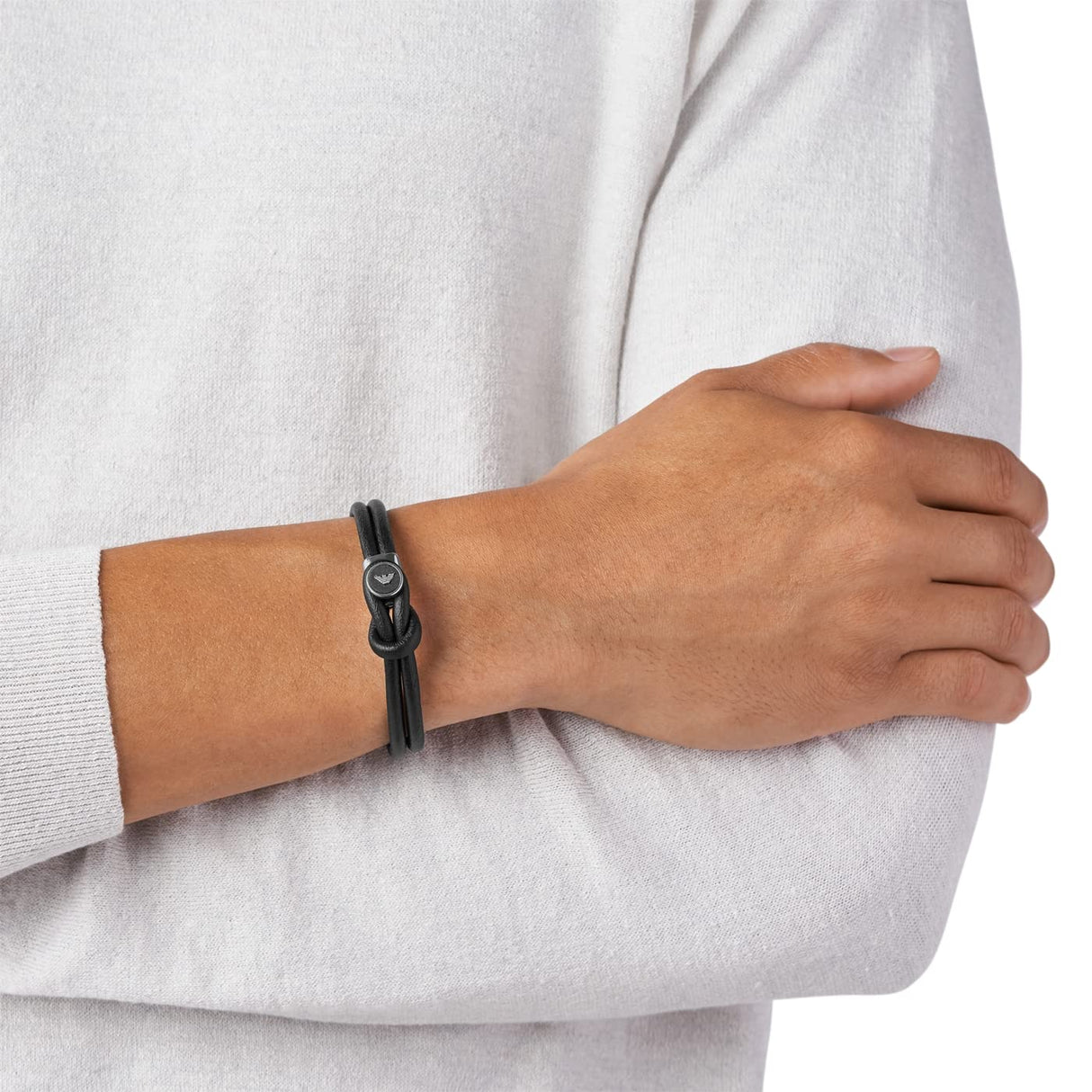 Emporio Armani Pulsera para Hombre, 18.50cm Pulsera de Acero Inoxidable de Plata, EGS2212040, Negro Plomo