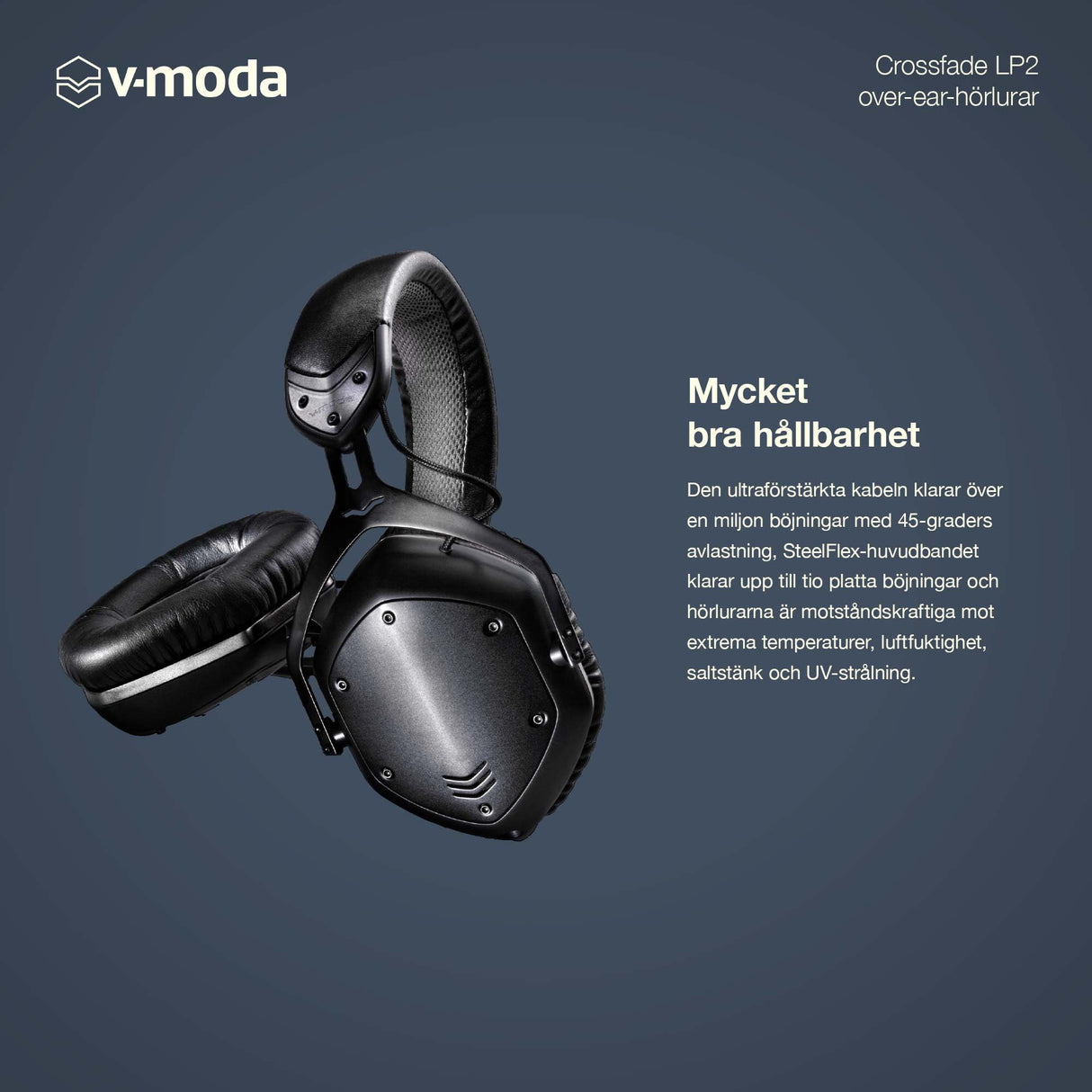 V-Moda Crossfade LP2 | Auriculares circumaurales metálicos con Aislamiento de Ruido | Dos transductores de Doble diafragma de 50 mm | Funda de exoesqueleto | Matte Black