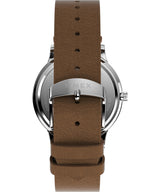 Timex Waterbury - Reloj de 40 mm para hombre, correa de cuero marrón, esfera color crema, caja de acero inoxidable TW2W50600