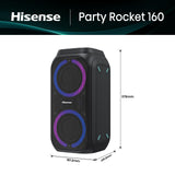 Hisense HP160 Party Rocket - Altavoz Portatil, Modo Karaoke, 160W, 5 Efectos de Luz, Batería de hasta 12 Horas de Duración, Modo Dual (2 Altavoces), Plug and Play, Bluetooth, AUX, USB, IPX4