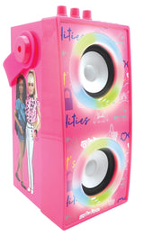 LEXIBOOK, Barbie, Altavoz Luminoso Bluetooth portátil con micrófono, Karaoke, Efectos de luz, inalámbrico, USB, Tarjeta SD, batería Recargable, Rosa, BTP180BBZ