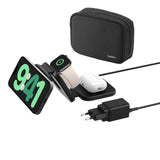 Belkin BoostCharge Pro Cargador inalámbrico Plegable 3 en 1 Qi2, Base de Carga magnética de Viaje 15 W, Soporte de Carga portátil con MagSafe para iPhone 16, 15, 14, Apple Watch 10 y AirPods
