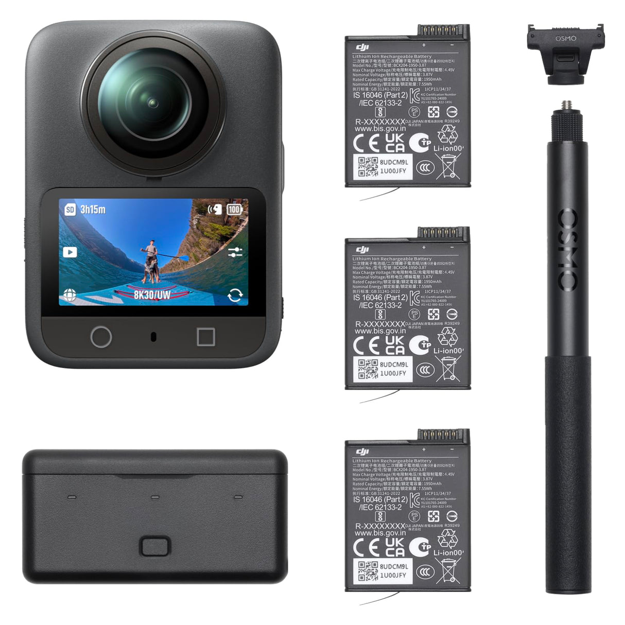 DJI Pack Aventura Osmo 360, cámara 360 con Imagen 360° de 1 Pulgada, Vida útil de batería extendida con 3 baterías, Video 360° en 8K Nativo, cámara de acción para Deportes, vlog