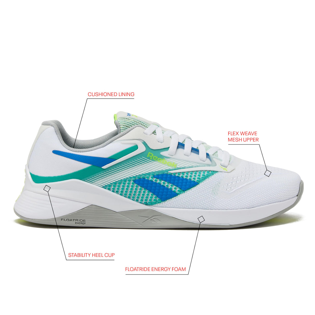 Reebok Nano X4, Zapatillas de Deporte Unisex adulto, Footwear White Unleashed Green Grey 1, 42 EU