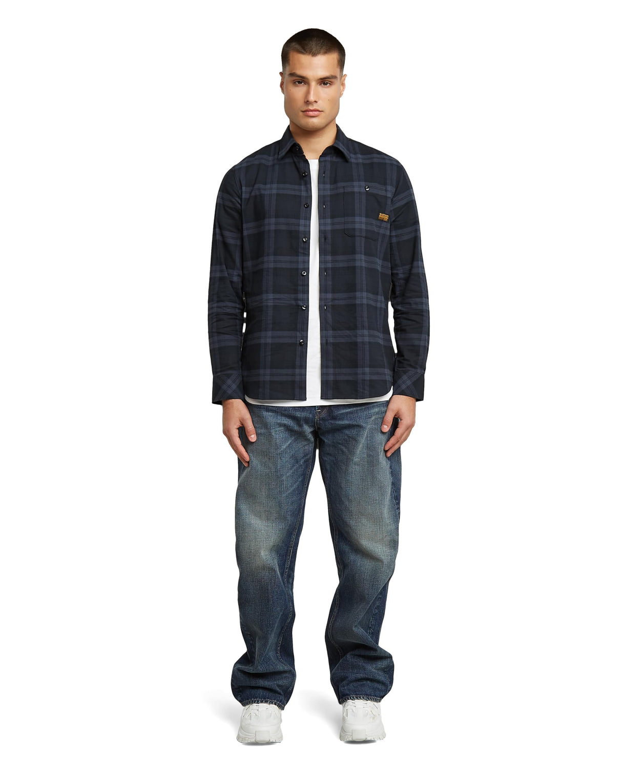 G-STAR Bristum 2.0 Slim Shirt Camiseta, India Ink Toby Check D23553-d748-h520, M Hombres