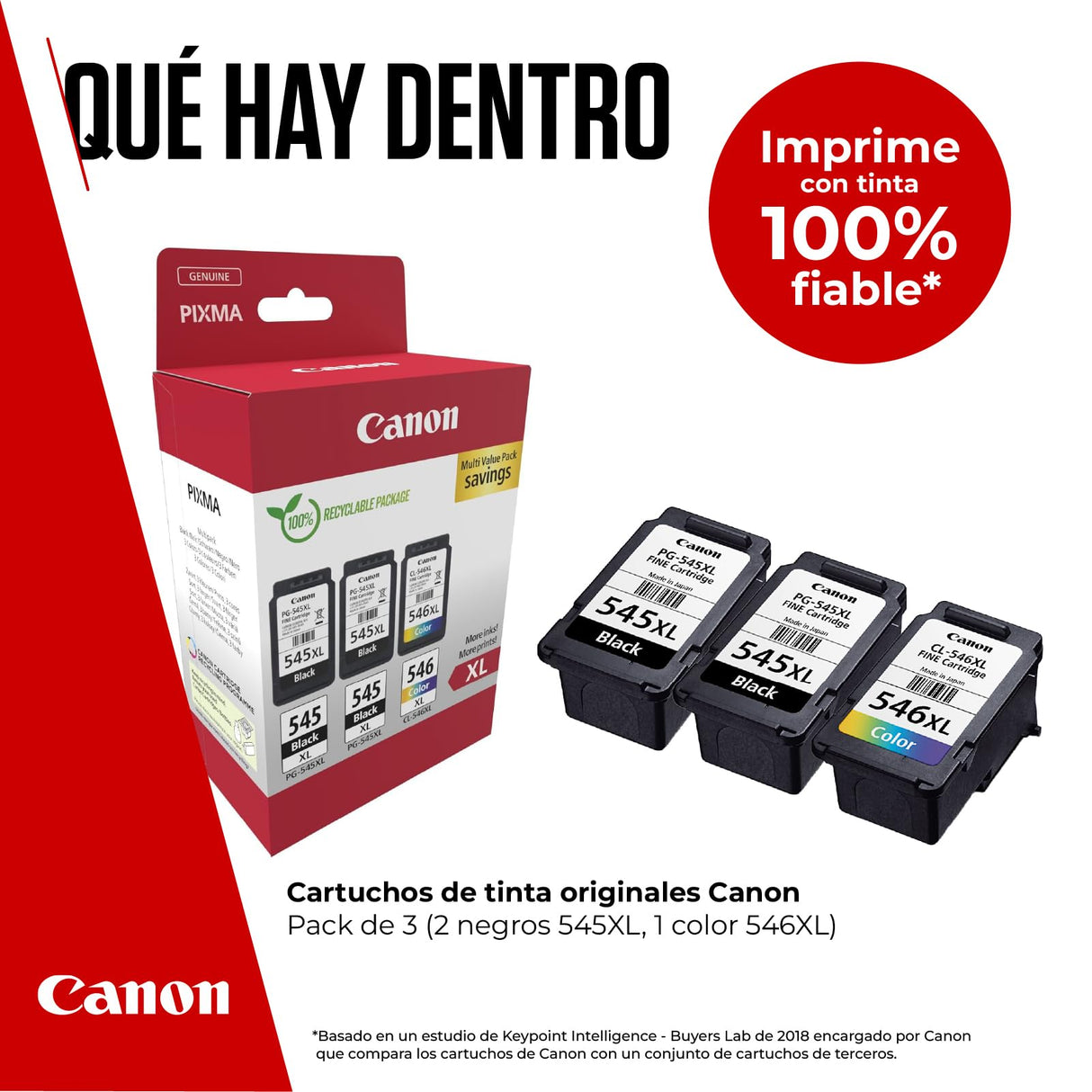 Canon Tinta - PG-545XL + CL-546XL - Pack de 3 Cartuchos Originales de Alta Capacidad - (x 2 Negro, x 1 Tricolor)