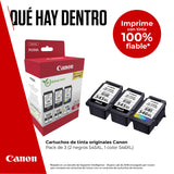 Canon Tinta - PG-545XL + CL-546XL - Pack de 3 Cartuchos Originales de Alta Capacidad - (x 2 Negro, x 1 Tricolor)