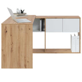 Habitdesign Mesa-Estantería Reversible de 3 Posiciones, Escritorio, Librería, Sistema de Almacenaje, Modelo Duo, Acabado en Color Roble Nodi y Blanco Artik