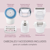 Panasonic ES-EY90-A503 Húmedo y Seco Depiladora, Doble Disco con 60 Pinzas, Flexible 90º Pivotante Cabeza, 3 velocidad Ajustes, LED Luz, 30 Min de Operación, Cabeza para Cuidado Pies, Cabeza Afeitado