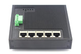 DIGITUS Conmutador de Red Plano - 5 Puertos Gigabit Ethernet - Montaje en Carril DIN - Bloque de terminales - Sin Ventilador - Negro/Azul