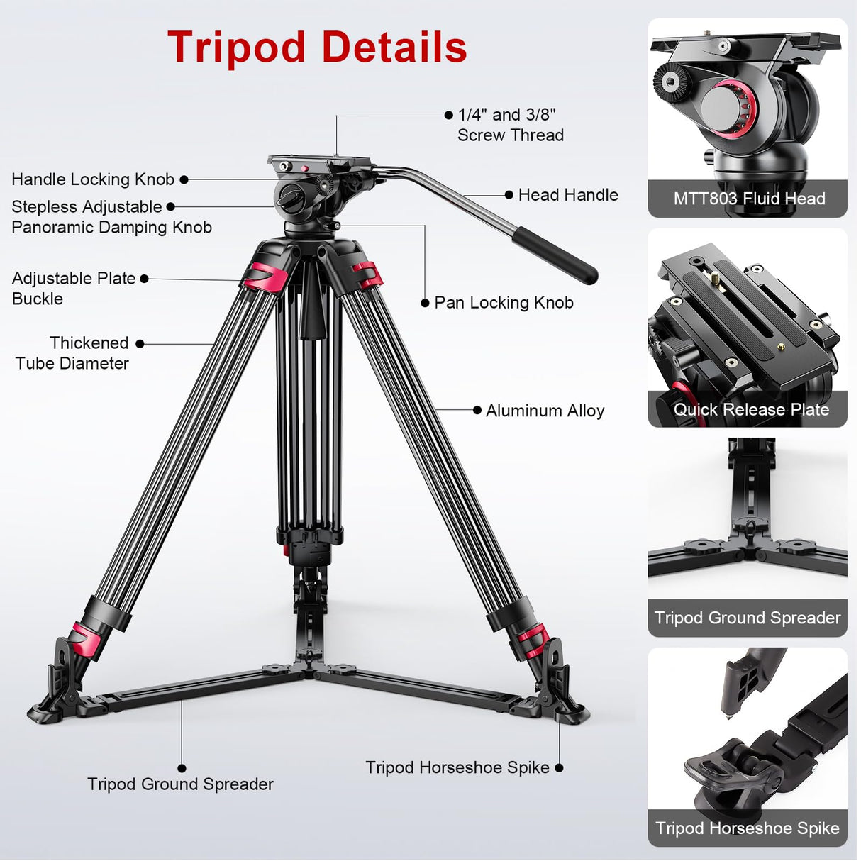 MILIBOO Kit trepied alu MTT609A