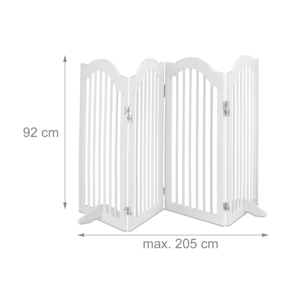 Relaxdays Barrera Seguridad Niños, 4 Paneles, Alto 92 cm, Valla Protección Bebés y Mascotas, Plegable, 92x205 cm, Blanca, Acero