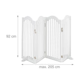 Relaxdays Barrera Seguridad Niños, 4 Paneles, Alto 92 cm, Valla Protección Bebés y Mascotas, Plegable, 92x205 cm, Blanca, Acero
